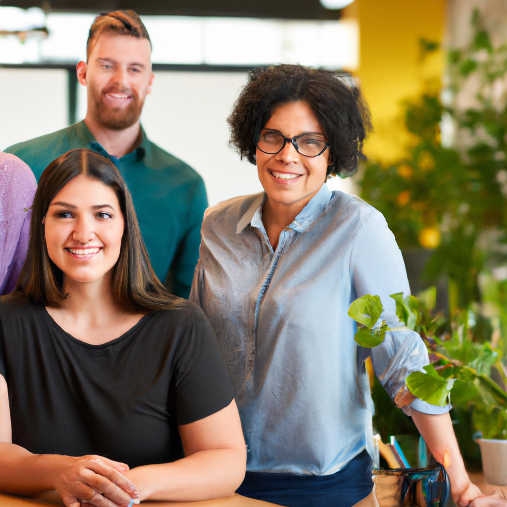 Retrato de gestor educativo en oficina con plantas